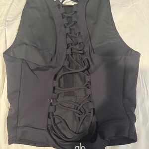 Alo Yoga Black Movement Strap Crop Top